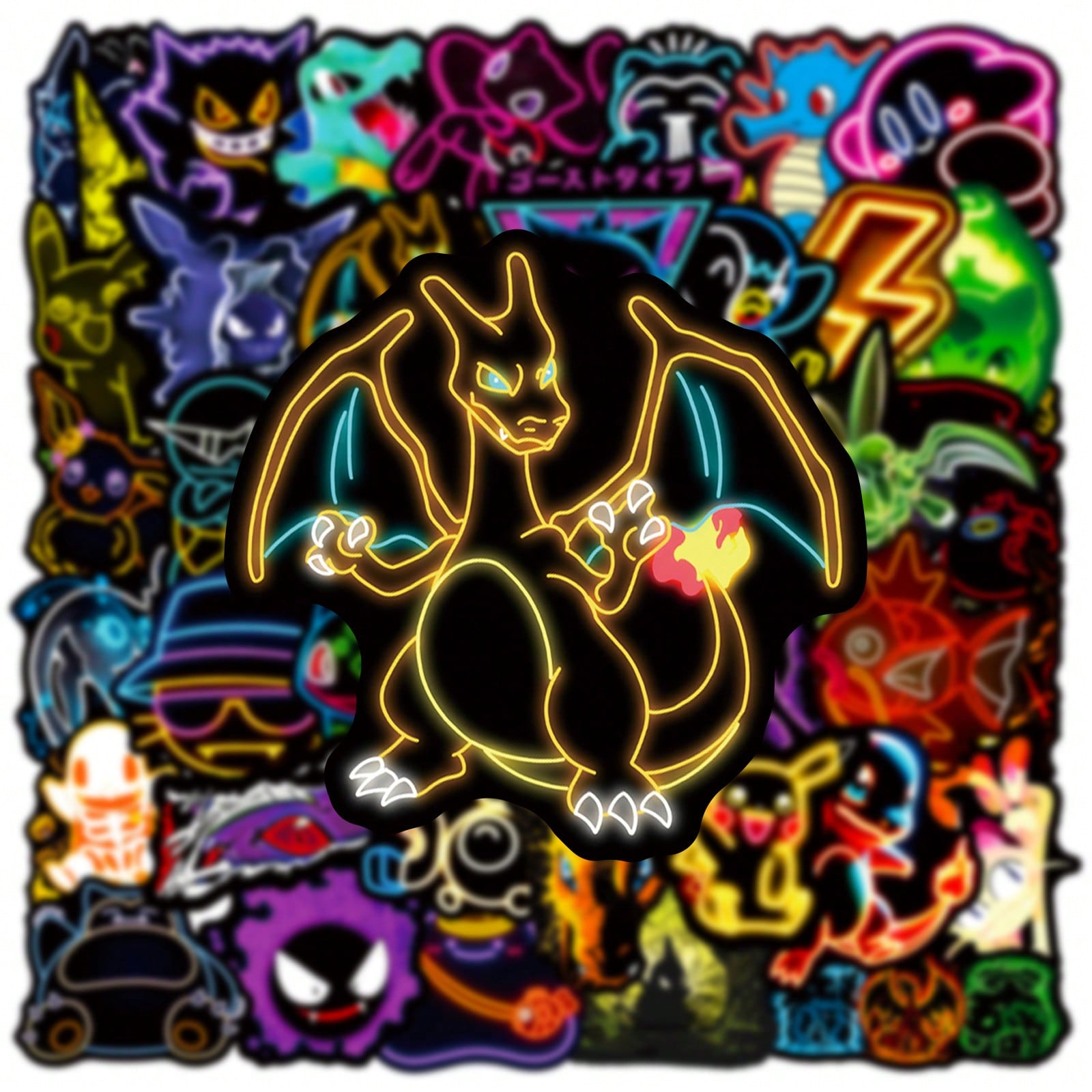Laptop Accessories Toys - 60/100pcs Neon Light Anime Pokemon Stickers