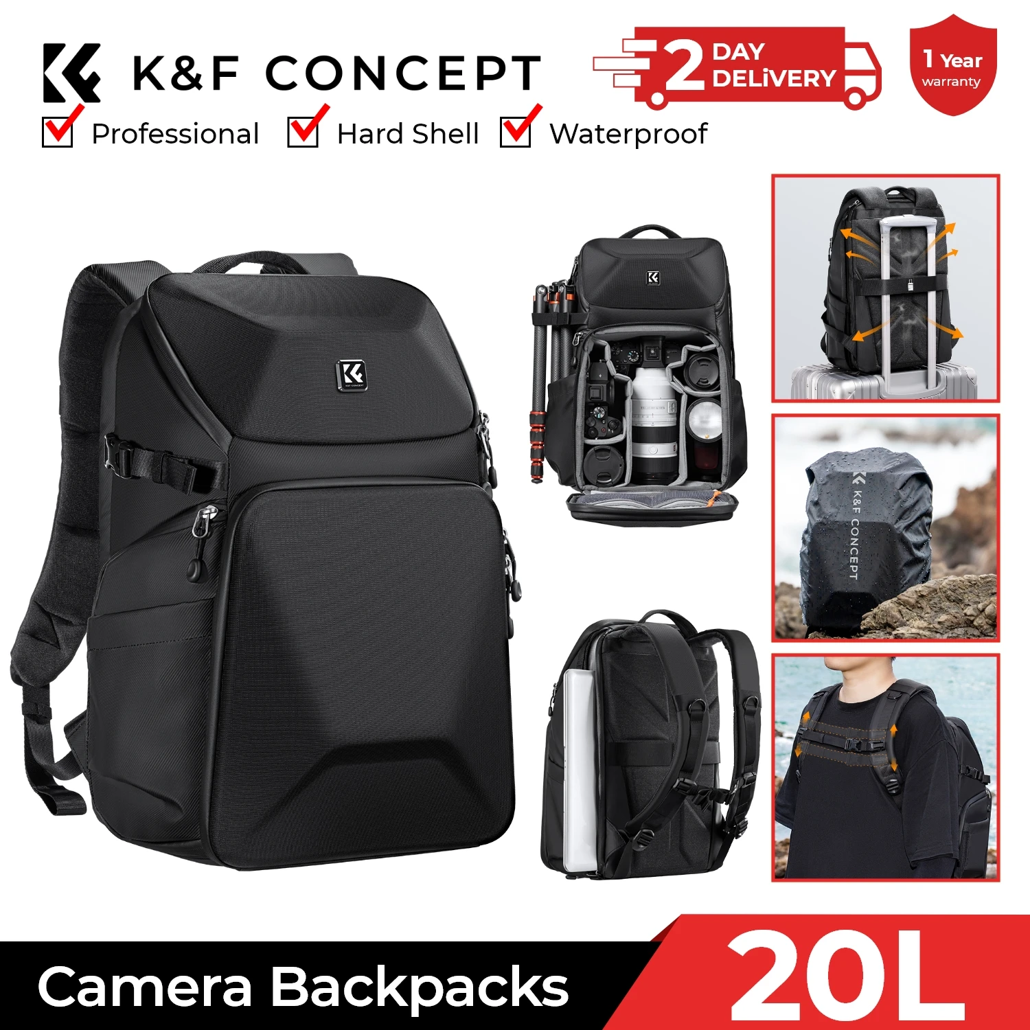 K&F CONCEPT 20L Camera Backpac - Laptop Accessories Box recension och pris