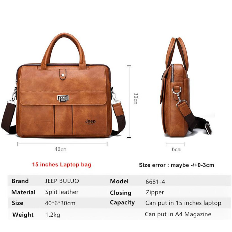Jeep Buluo Men's Leather Brief - Laptop Accessories Box recension och pris