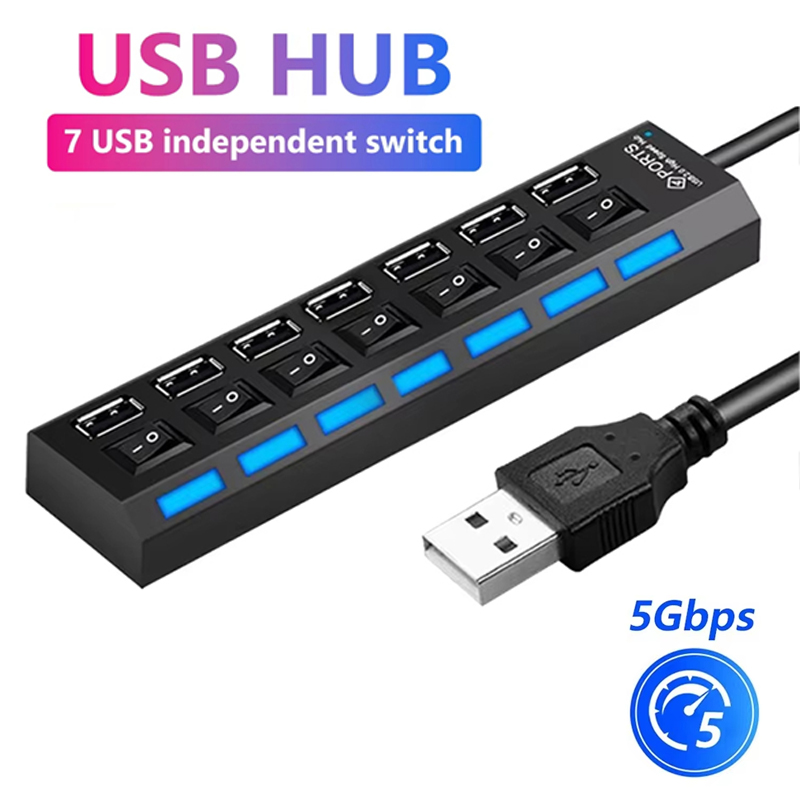 7 Port USB 2.0 Hub Splitter Fo - Laptop Accessories All recension och pris